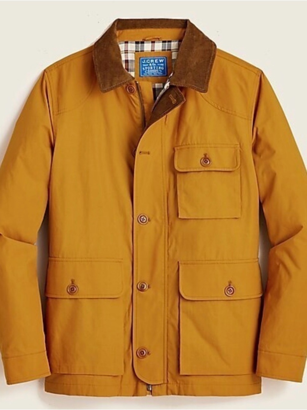 J.Crew Utility Jacket Kinloch Cloth Mens L Burnt Saffron Chore Barn Jacket Cord